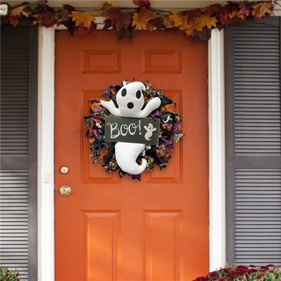 Halloween Witch Ghost Wreath for Front Door Outside Wreath Decor - Picture 6 of 7